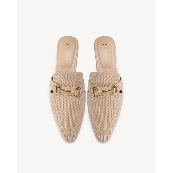 Mousse Fit Women Mules Knit Slip On Block Heel Sandals Pointed Toe Casual Shoes - Picture 5 of 5